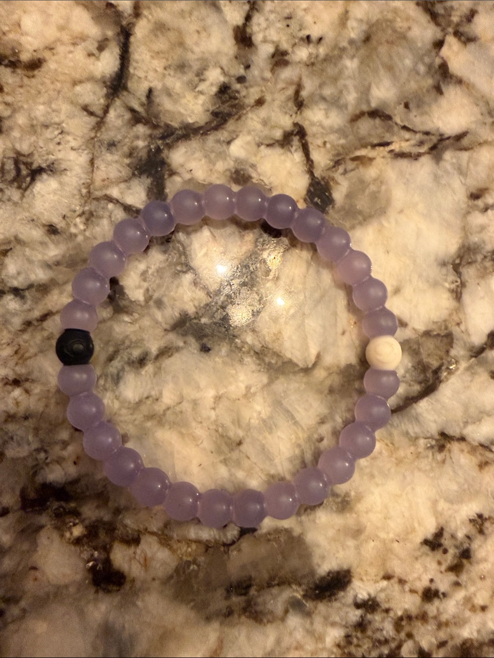 Lokai Lavender Beaded Bracelet with Black and White Accent Beads